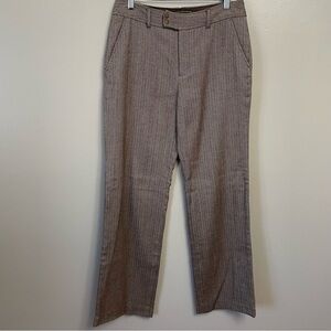 Eddie Bauer Herringbone Trousers Wool Blend Women's 6T Brown Dress Pants Slacks